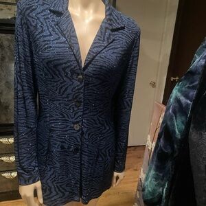 Sophisticated Blue Textured Blazer with Classic Lapel